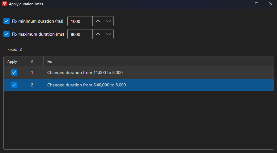Apply Duration Limits