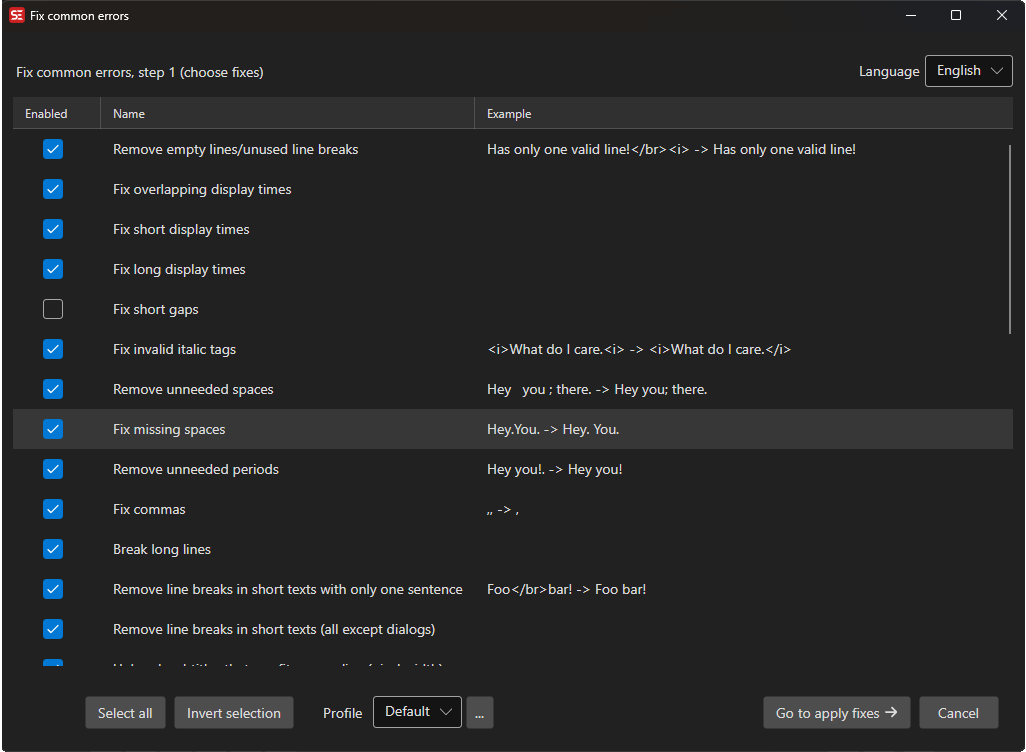 Fix Common Errors Rules