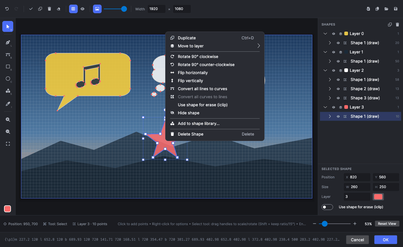 Right-click menu