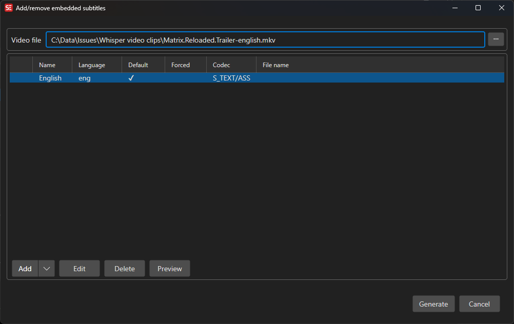 Embedded Subtitles
